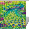 Colorful Peacock Feather Jungle Fabric Shower Curtain for Bathroom Decor