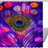 Colorful Peacock Feather Modern Fabric Shower Curtain for Bathroom Decor