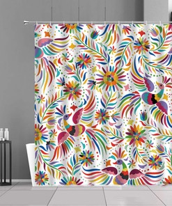 Colorful Peacock Feather Shower Curtain For Bathroom Decor