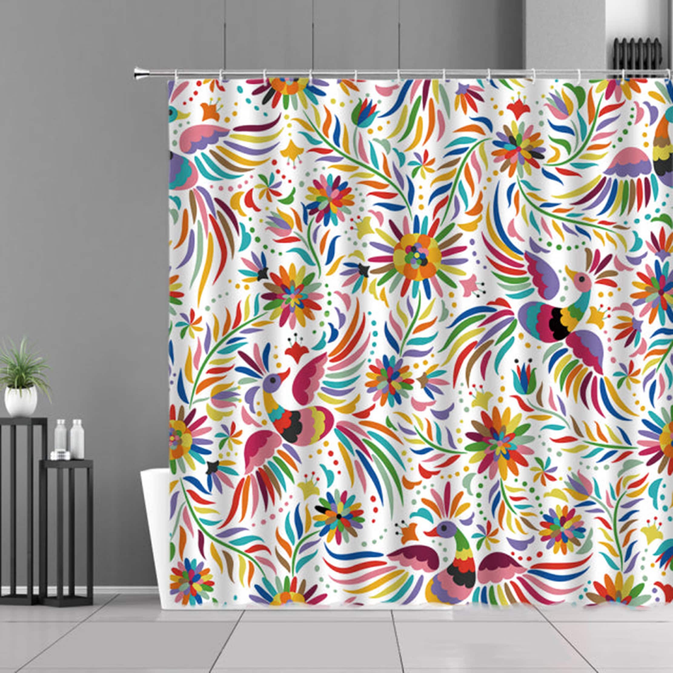 Colorful Peacock Feather Shower Curtain For Bathroom Decor