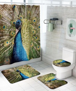 Colorful Peacock Feather Shower Curtain - Vibrant Bathroom Decor