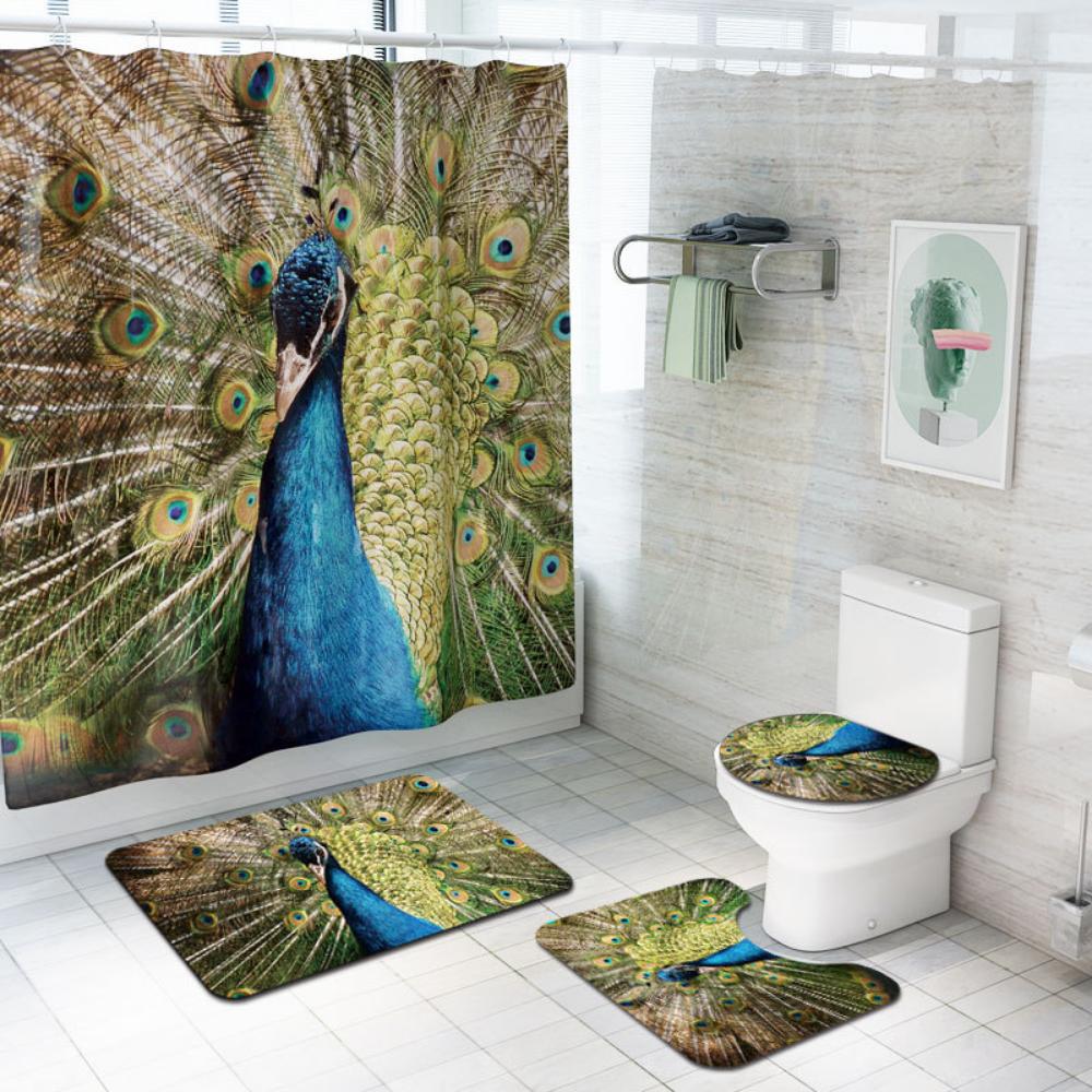 Colorful Peacock Feather Shower Curtain - Vibrant Bathroom Decor