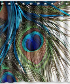 Colorful Peacock Feathers Waterproof Shower Curtain for a Colorful Bathroom