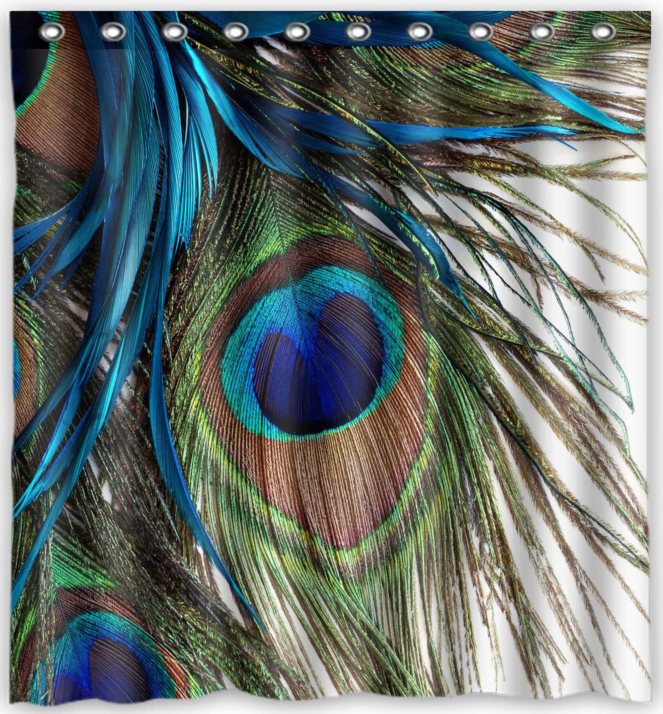 Colorful Peacock Feathers Waterproof Shower Curtain for a Colorful Bathroom