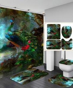 Colorful Peacock Shower Curtain For Bathtub Bathroom Shower