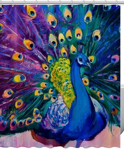 Colorful Peacock Watercolor Painting Shower Curtain Ideas