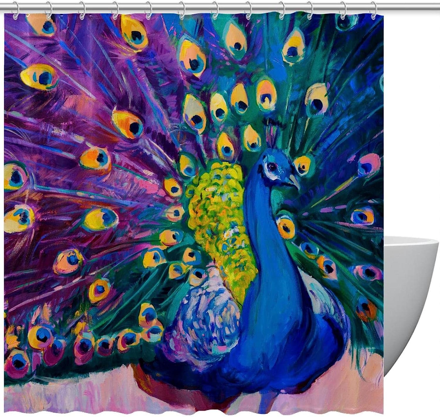 Colorful Peacock Watercolor Painting Shower Curtain Ideas