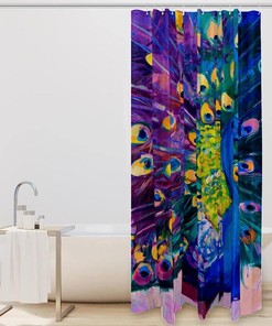Colorful Peacock Watercolor Painting Shower Curtain Ideas