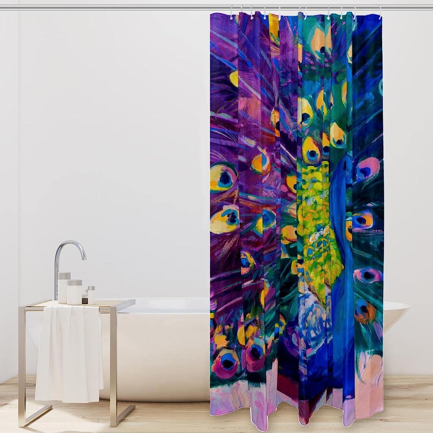 Colorful Peacock Watercolor Painting Shower Curtain Ideas