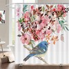 Colorful Petal Shower Curtain with Hummingbird and Flowers Print