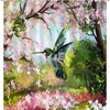 Colorful Petal and Bird Print Fabric Shower Curtain: Bathroom Accessory
