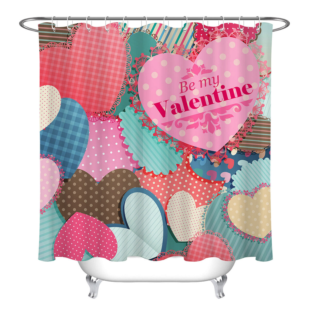 Colorful Pile of Paper Hearts Shower Curtain for Bathroom Decor