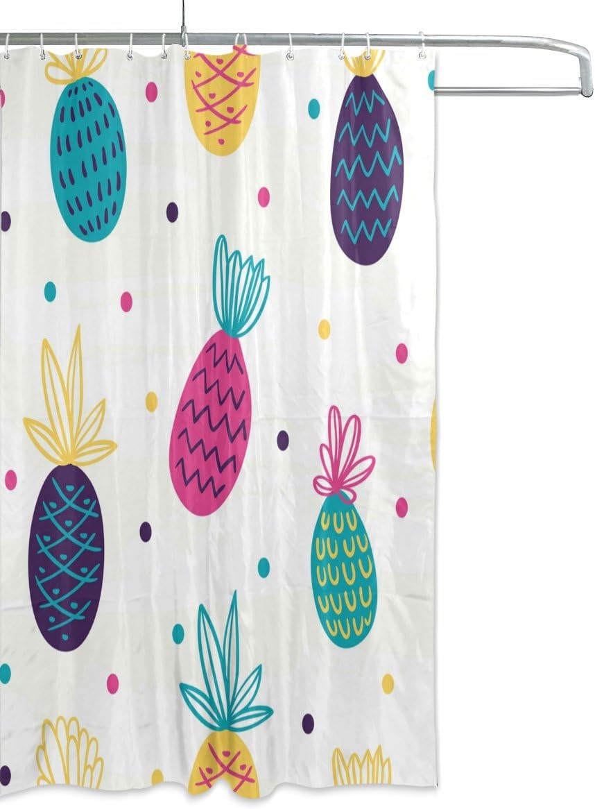 Colorful Pineapple And Polka Dot Shower Curtain For Fun Bathroom Decor - Image 2