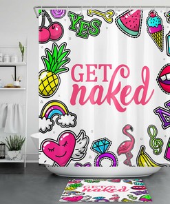 Colorful Pineapple And Rainbow Shower Curtain For Cute And Happy Bathroom Decor