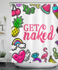 Colorful Pineapple And Rainbow Shower Curtain For Cute And Happy Bathroom Decor