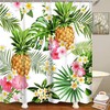 Colorful Pineapple And Tropical Fruits Shower Curtain Set For Summer Bathroom Decor