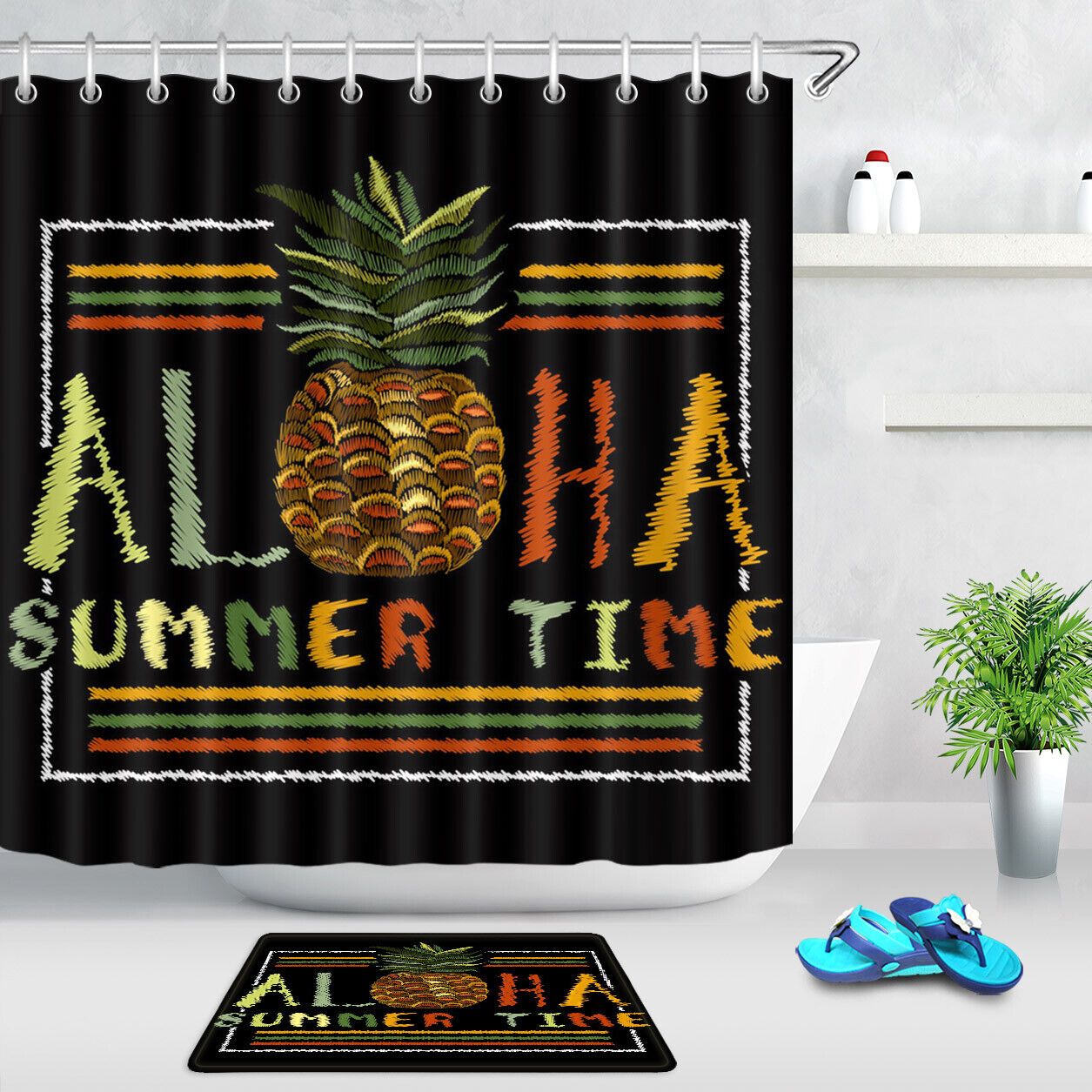 Colorful Pineapple Creative Style Shower Curtain - Brightens Up Your Bathroom