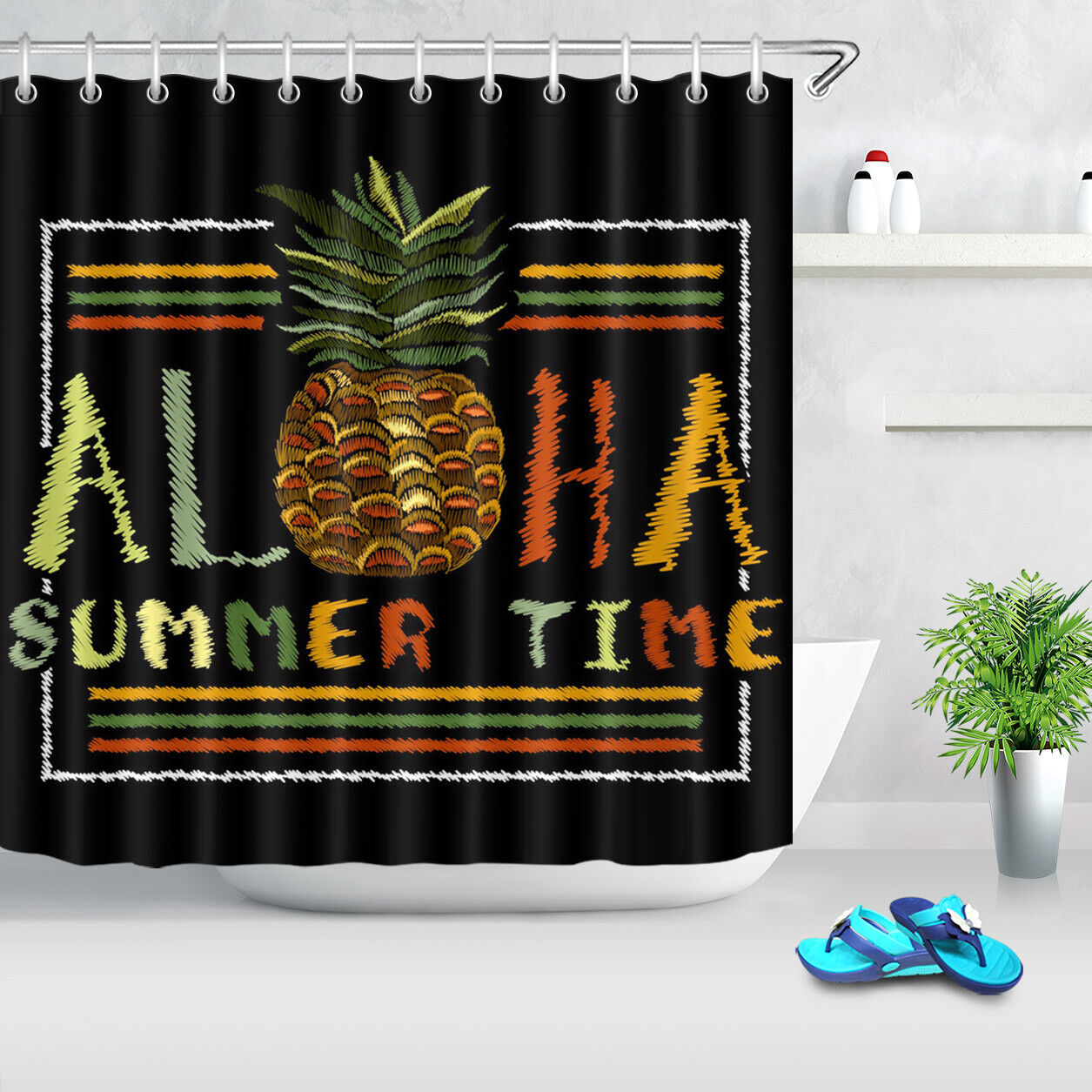 Colorful Pineapple Creative Style Shower Curtain - Brightens Up Your Bathroom - Image 2