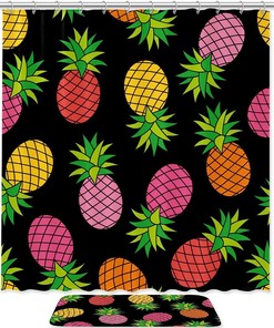 Colorful Pineapple Fruit Shower Curtain Set For Bathrooms