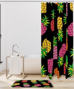 Colorful Pineapple Fruit Shower Curtain Set For Bathrooms