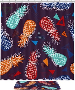 Colorful Pineapple Fruit Waterproof Bathroom Curtain