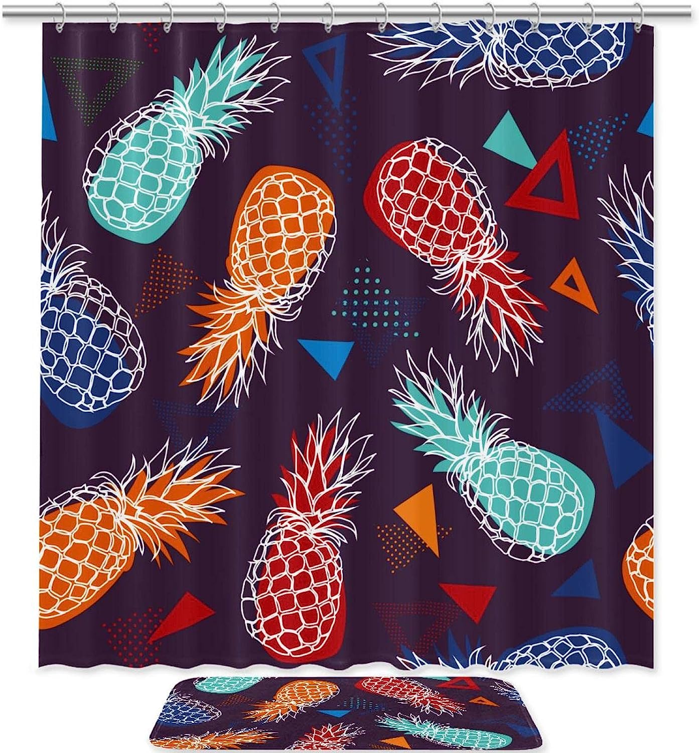 Colorful Pineapple Fruit Waterproof Bathroom Curtain