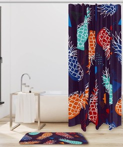 Colorful Pineapple Fruit Waterproof Bathroom Curtain