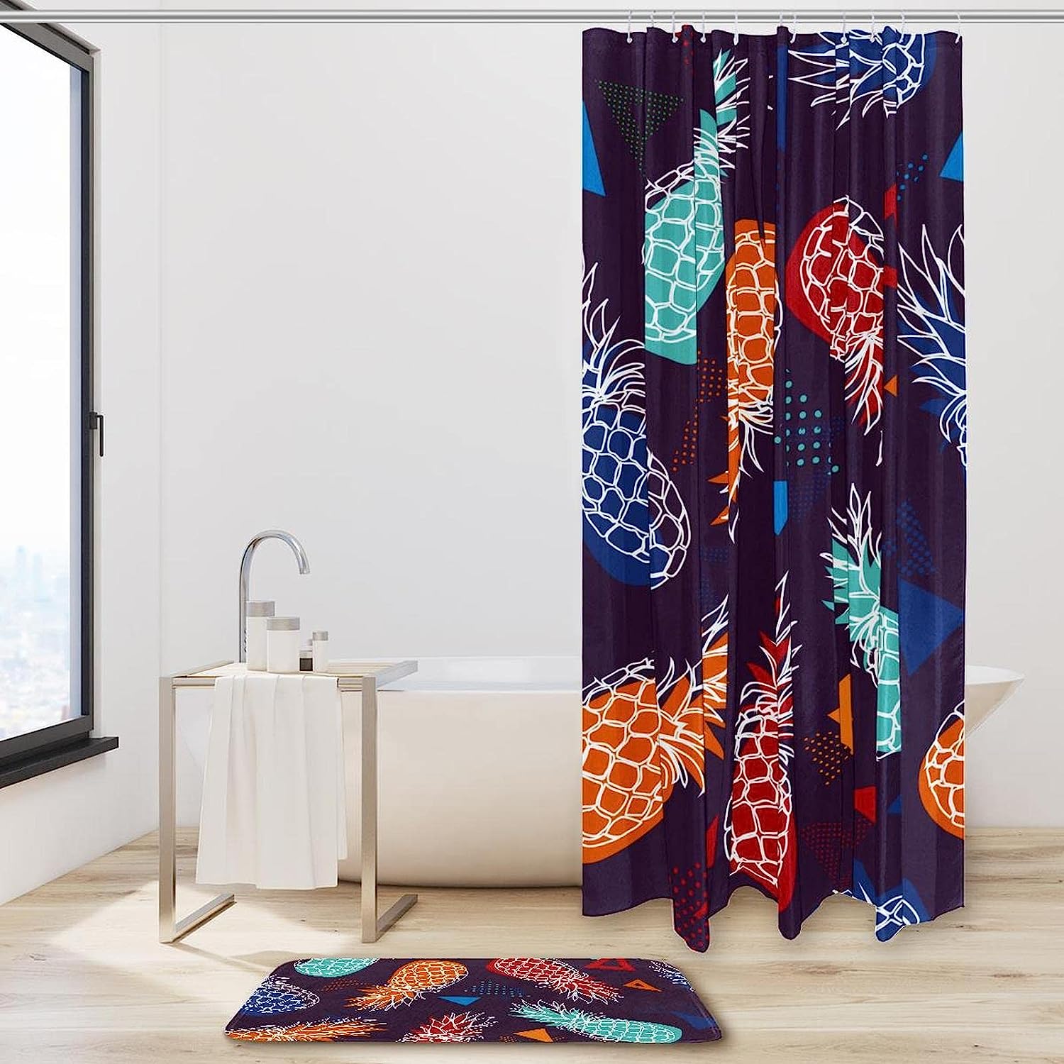 Colorful Pineapple Fruit Waterproof Bathroom Curtain