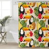Colorful Pineapple Hibiscus Flower Toucan Bath Tub Curtain