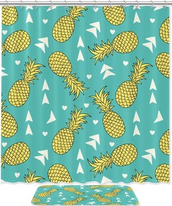 Colorful Pineapples Pattern Waterproof Shower Curtain