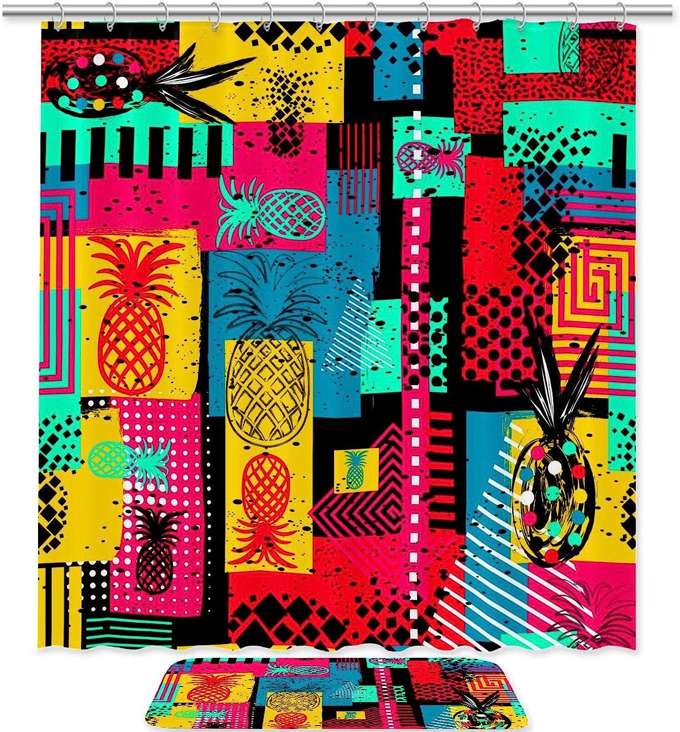 Colorful Pineapples Waterproof Shower Curtain For A Fun And Playful Bathroom