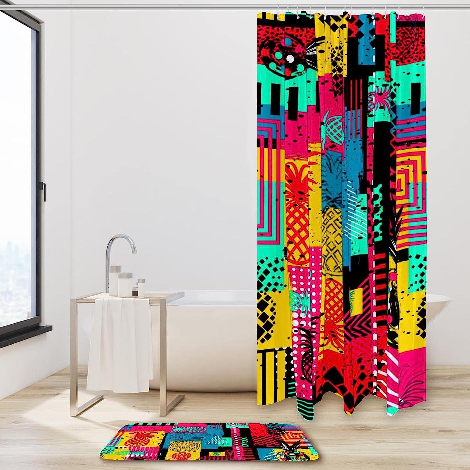 Colorful Pineapples Waterproof Shower Curtain For A Fun And Playful Bathroom
