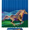 Colorful Polygonal Running Horse Shower Curtain, Waterproof Fabric for Bathroom