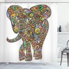Colorful Psychedelic Animal Shower Curtain, Tropical Wild Savannah With Tiger Giraffe Owl