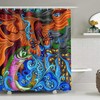 Colorful Psychedelic Koi Fish Sea Waves Dragonfly Shower Curtain, Fabric And Artistic Bathroom Decor 