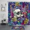 Colorful Psychedelic Shower Curtain With Plant Mushroom Skull Print For Unique Bathroom Decor