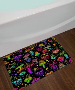 Colorful Psychedelic Skull Mushroom Shower Curtain for a Bold and Unique Bathroom