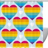 Colorful Rainbow Heart Fabric Shower Curtain for Bathroom Decor