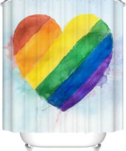 Colorful Rainbow Love Heart Shower Curtain - Valentines Day Bathroom Decor