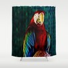 Colorful Rainbow Macaw Bird Shower Curtain With Modern Art Print For Bathroom Decor