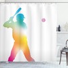 Colorful Reflections Of Baseball Player Shower Curtain In Multicolor