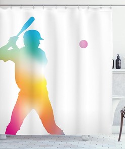 Colorful Reflections Of Baseball Player Shower Curtain In Multicolor