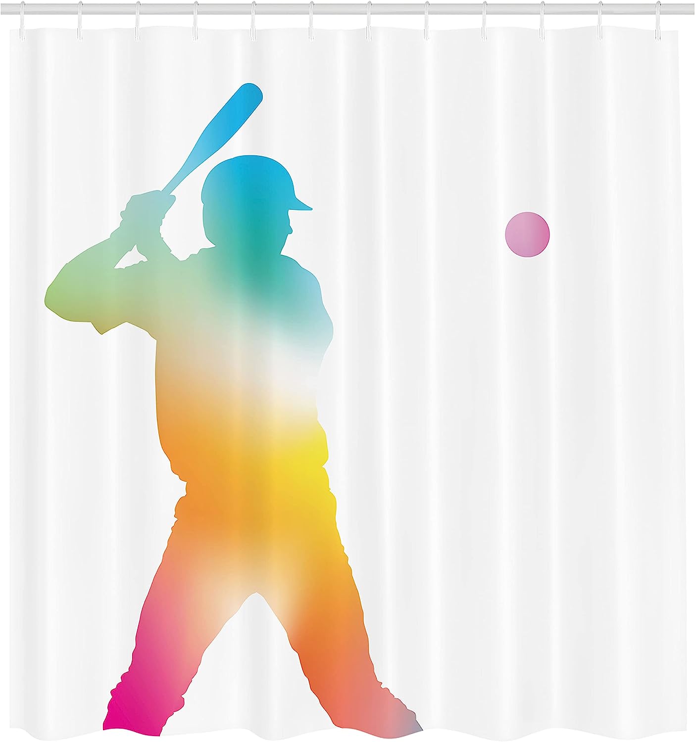 Colorful Reflections Of Baseball Player Shower Curtain In Multicolor - Image 2