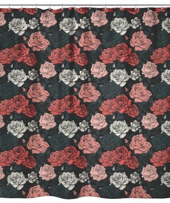 Colorful Roses Pattern Shower Curtain For Bathroom Decoration