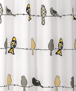 Colorful Rowley Floral Animal Bird Print Shower Curtain in Yellow and Gray- Adds a Pop of Color to Your Bathroom Decor
