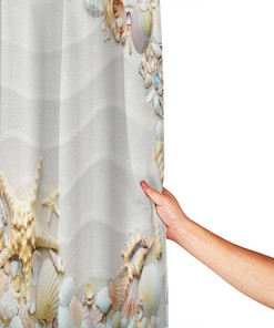 Colorful Seacoast with Sand and Various Seashells Shower Curtain