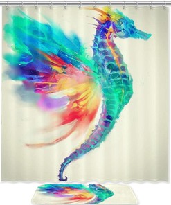 Colorful Seahorse Print Waterproof Shower Curtain For A Statement-Making Bathroom