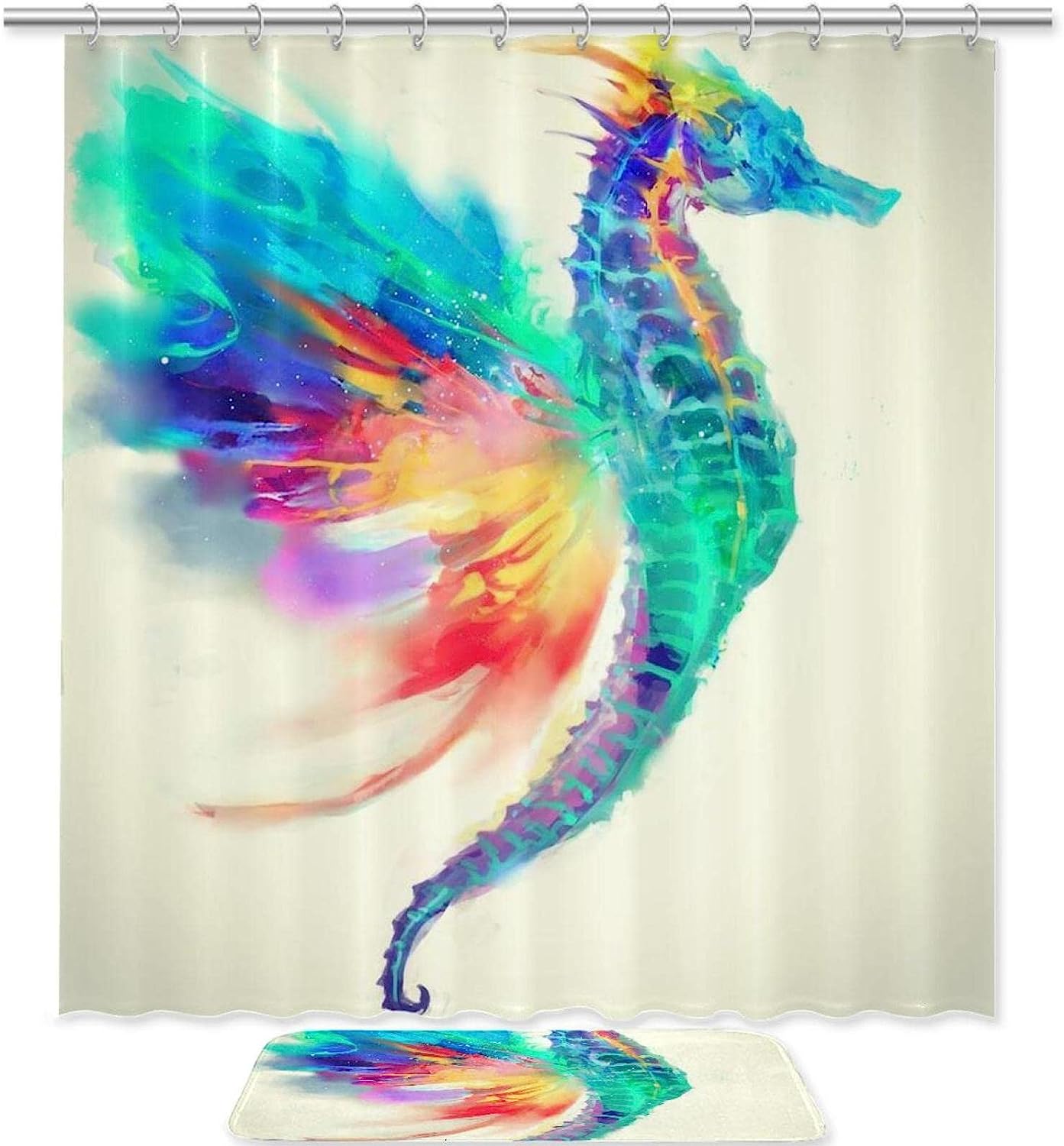 Colorful Seahorse Print Waterproof Shower Curtain For A Statement-Making Bathroom
