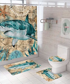 Colorful Shark Print Shower Curtain for Your Bathroom