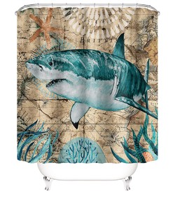 Colorful Shark Print Shower Curtain for Your Bathroom
